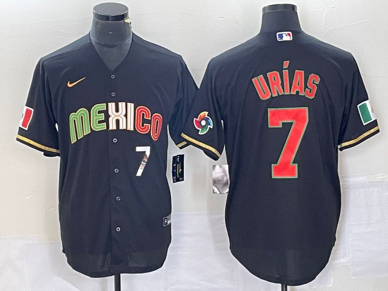 Men 2023 World Cub Mexico 7 Urias Black Nike MLB Jersey style 91843